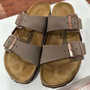 Olive Green Arizona Birkenstocks.